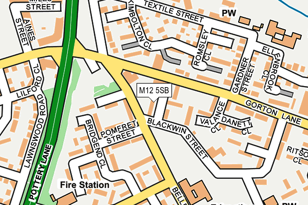 M12 5SB map - OS OpenMap – Local (Ordnance Survey)