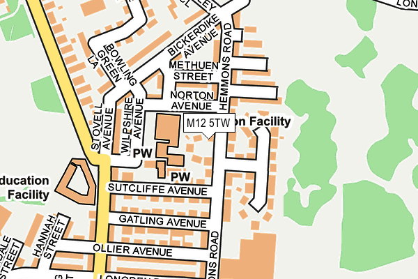 M12 5TW map - OS OpenMap – Local (Ordnance Survey)