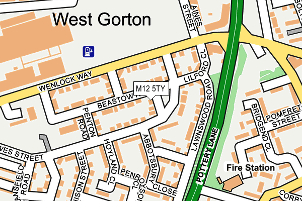 M12 5TY map - OS OpenMap – Local (Ordnance Survey)