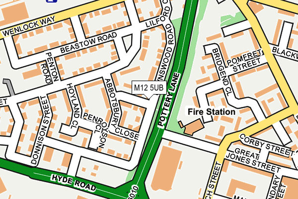 M12 5UB map - OS OpenMap – Local (Ordnance Survey)
