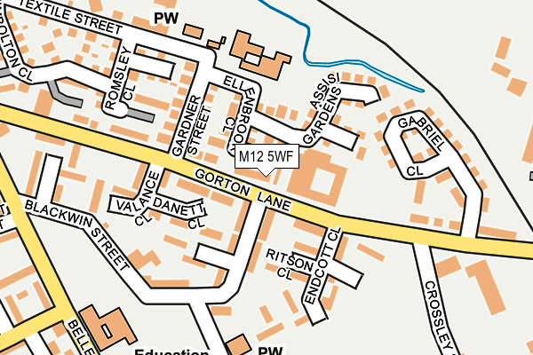 M12 5WF map - OS OpenMap – Local (Ordnance Survey)