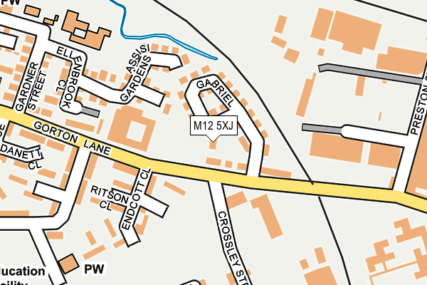 M12 5XJ map - OS OpenMap – Local (Ordnance Survey)