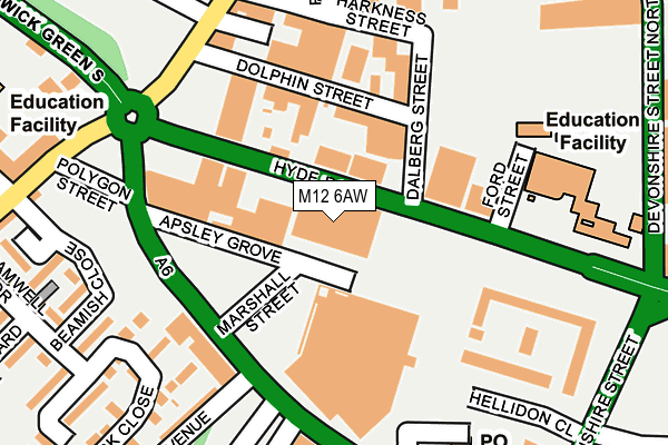 M12 6AW map - OS OpenMap – Local (Ordnance Survey)