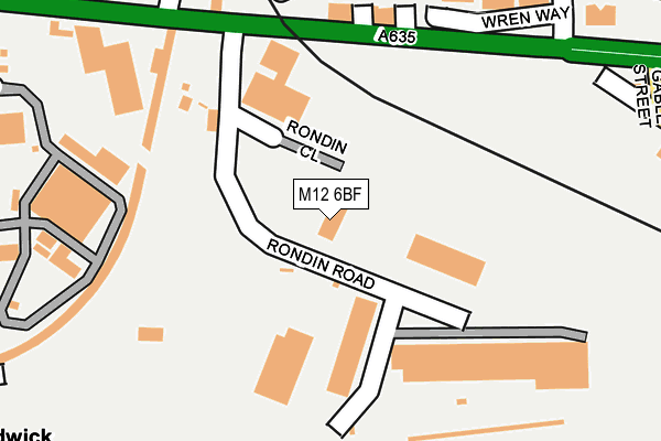 M12 6BF map - OS OpenMap – Local (Ordnance Survey)