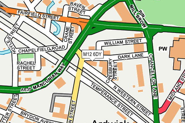 M12 6DY map - OS OpenMap – Local (Ordnance Survey)