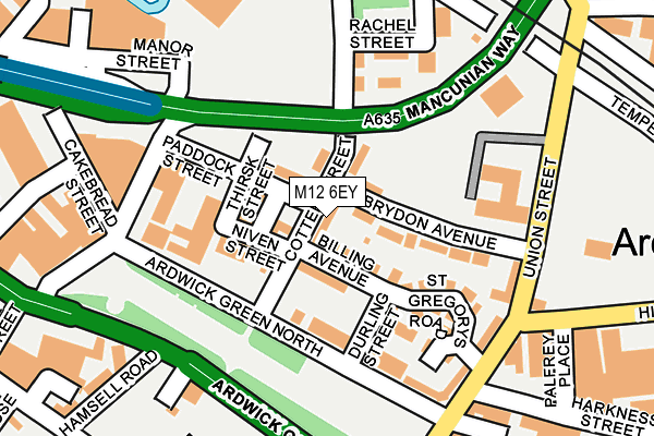 M12 6EY map - OS OpenMap – Local (Ordnance Survey)