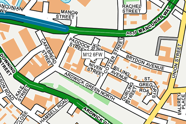 M12 6FW map - OS OpenMap – Local (Ordnance Survey)