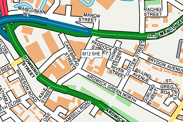 M12 6HE map - OS OpenMap – Local (Ordnance Survey)