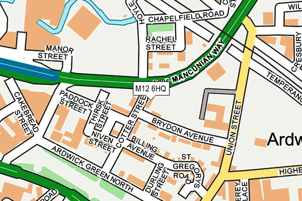 M12 6HQ map - OS OpenMap – Local (Ordnance Survey)