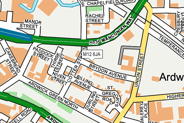 M12 6JA map - OS OpenMap – Local (Ordnance Survey)