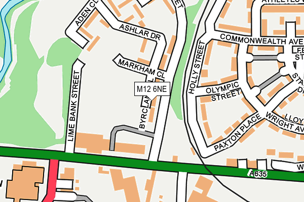 M12 6NE map - OS OpenMap – Local (Ordnance Survey)