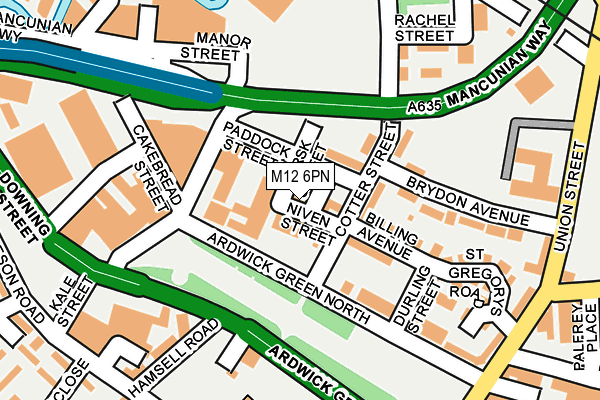 M12 6PN map - OS OpenMap – Local (Ordnance Survey)