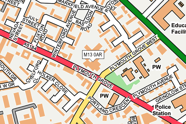 M13 0AR map - OS OpenMap – Local (Ordnance Survey)