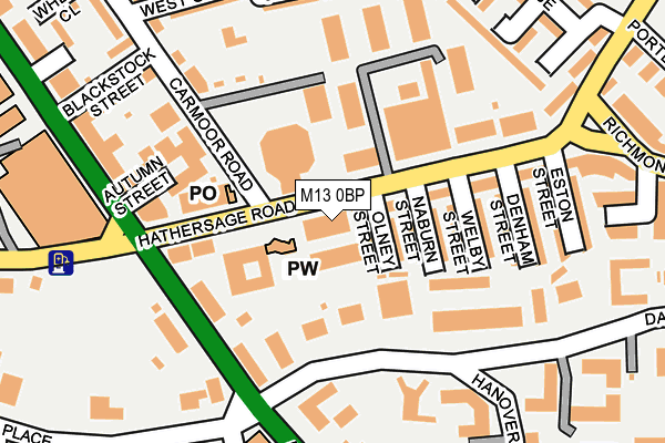 M13 0BP map - OS OpenMap – Local (Ordnance Survey)