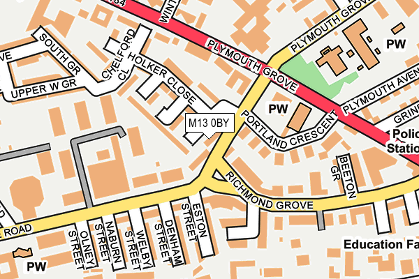 M13 0BY map - OS OpenMap – Local (Ordnance Survey)