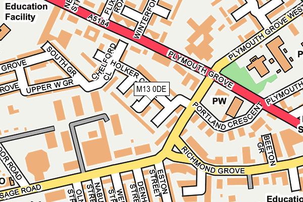 M13 0DE map - OS OpenMap – Local (Ordnance Survey)