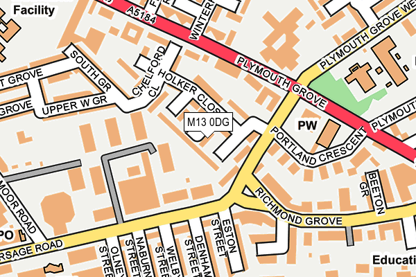 M13 0DG map - OS OpenMap – Local (Ordnance Survey)