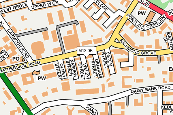 M13 0EJ map - OS OpenMap – Local (Ordnance Survey)