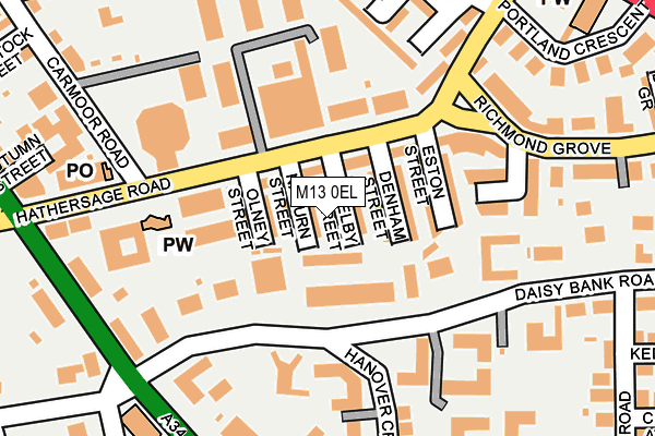 M13 0EL map - OS OpenMap – Local (Ordnance Survey)