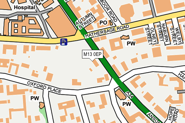 M13 0EP map - OS OpenMap – Local (Ordnance Survey)