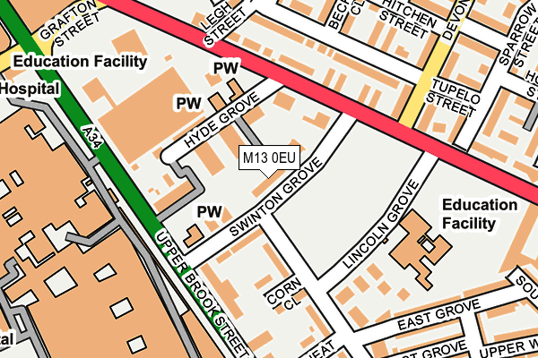 M13 0EU map - OS OpenMap – Local (Ordnance Survey)