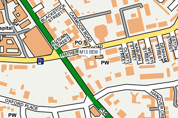 M13 0EW map - OS OpenMap – Local (Ordnance Survey)