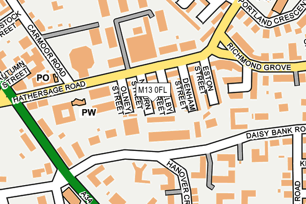 M13 0FL map - OS OpenMap – Local (Ordnance Survey)