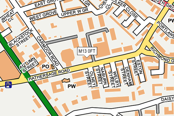 M13 0FT map - OS OpenMap – Local (Ordnance Survey)