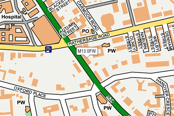 M13 0FW map - OS OpenMap – Local (Ordnance Survey)