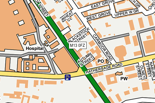 M13 0FZ map - OS OpenMap – Local (Ordnance Survey)