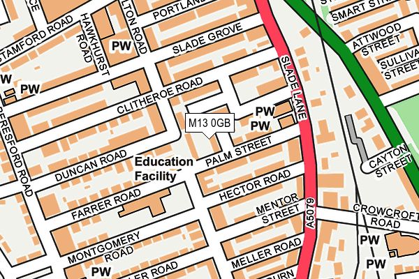 M13 0GB map - OS OpenMap – Local (Ordnance Survey)