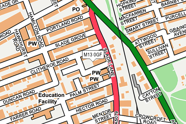 M13 0GF map - OS OpenMap – Local (Ordnance Survey)