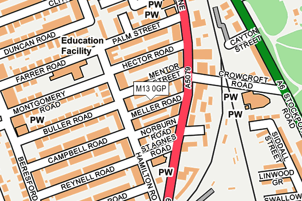 M13 0GP map - OS OpenMap – Local (Ordnance Survey)