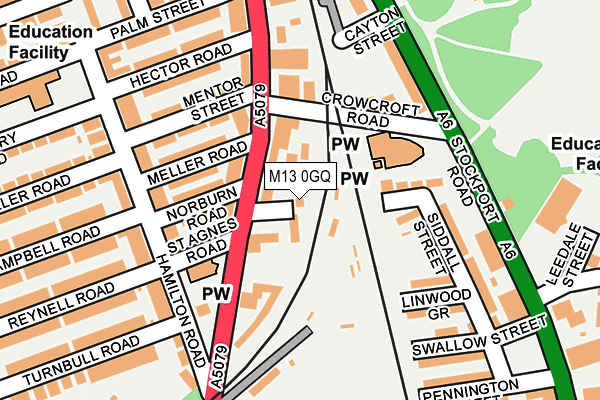 M13 0GQ map - OS OpenMap – Local (Ordnance Survey)