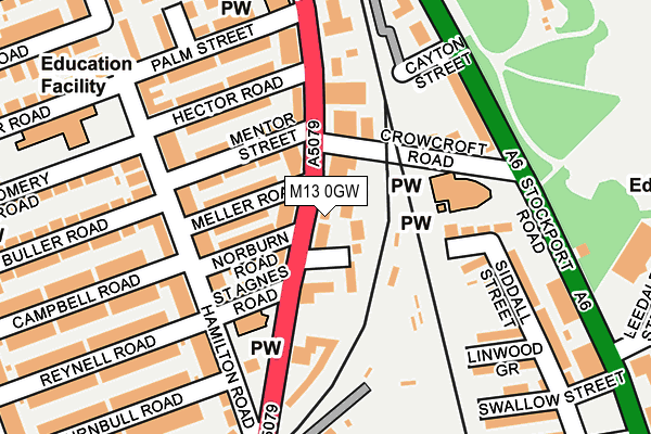 M13 0GW map - OS OpenMap – Local (Ordnance Survey)