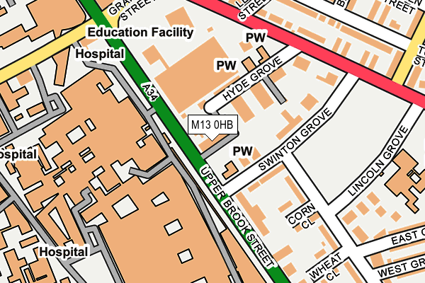 M13 0HB map - OS OpenMap – Local (Ordnance Survey)