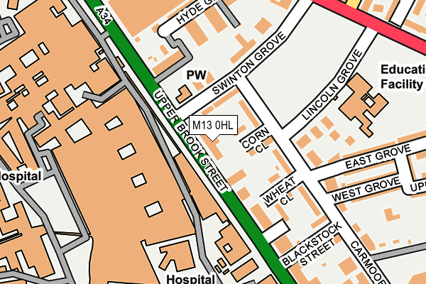 M13 0HL map - OS OpenMap – Local (Ordnance Survey)