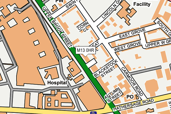 M13 0HR map - OS OpenMap – Local (Ordnance Survey)