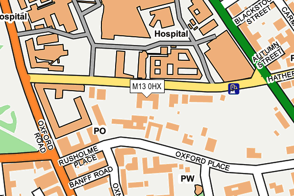 M13 0HX map - OS OpenMap – Local (Ordnance Survey)