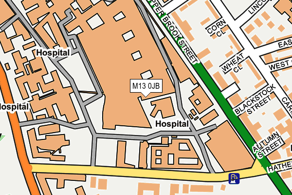 M13 0JB map - OS OpenMap – Local (Ordnance Survey)