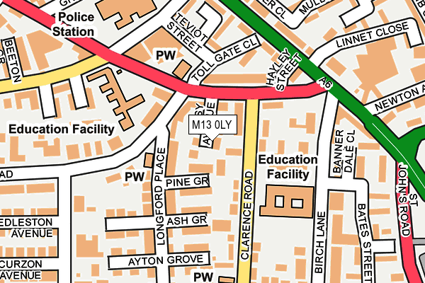 M13 0LY map - OS OpenMap – Local (Ordnance Survey)