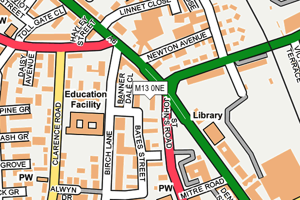 M13 0NE map - OS OpenMap – Local (Ordnance Survey)