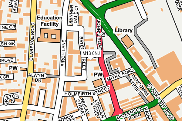 M13 0NJ map - OS OpenMap – Local (Ordnance Survey)