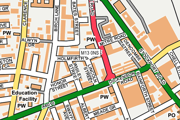 M13 0NS map - OS OpenMap – Local (Ordnance Survey)