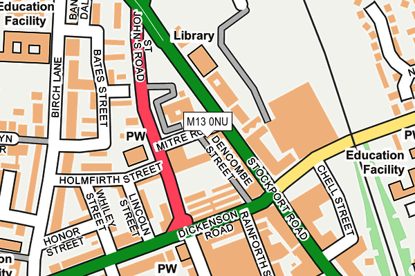 M13 0NU map - OS OpenMap – Local (Ordnance Survey)