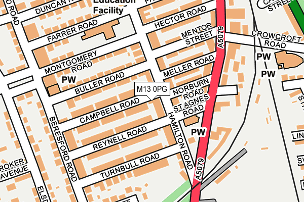 M13 0PG map - OS OpenMap – Local (Ordnance Survey)