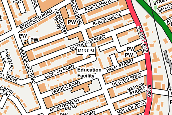 M13 0PJ map - OS OpenMap – Local (Ordnance Survey)