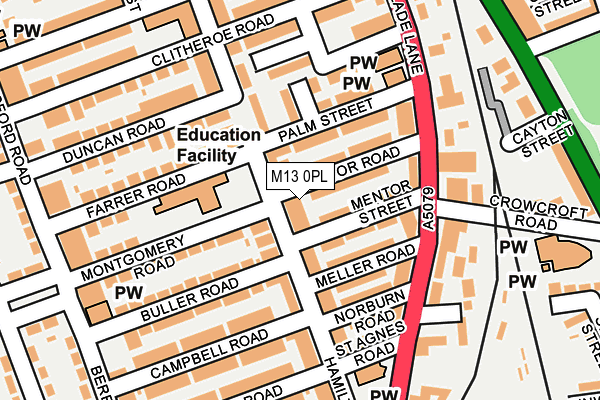 M13 0PL map - OS OpenMap – Local (Ordnance Survey)