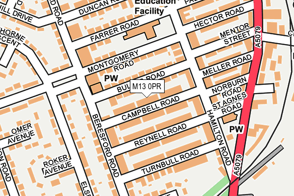 M13 0PR map - OS OpenMap – Local (Ordnance Survey)