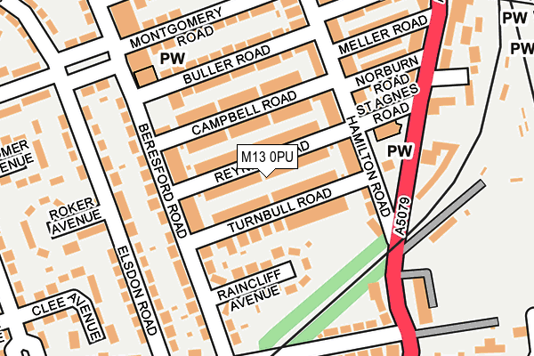 M13 0PU map - OS OpenMap – Local (Ordnance Survey)